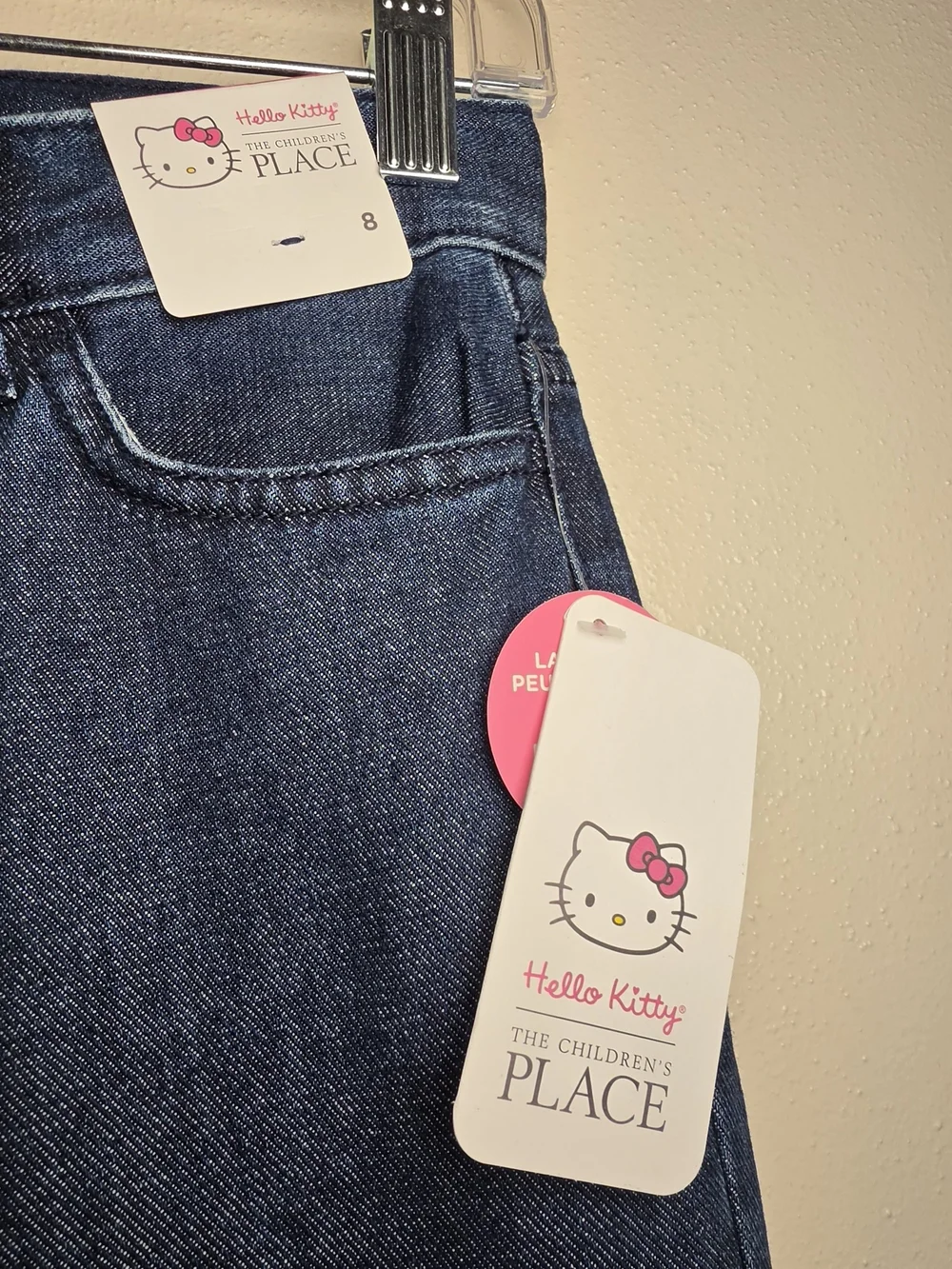 The Children's Place Dark Blue Denim Hello Kitty Jeans with Cream & Pink Accents